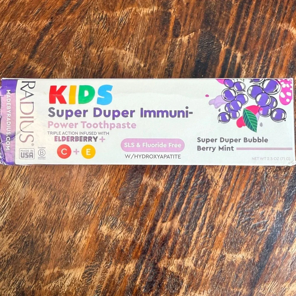 Radius Kids Super Duper Immuni-Power Toothpaste Bubble Berry Mint 2.5oz 71g‎ NEW